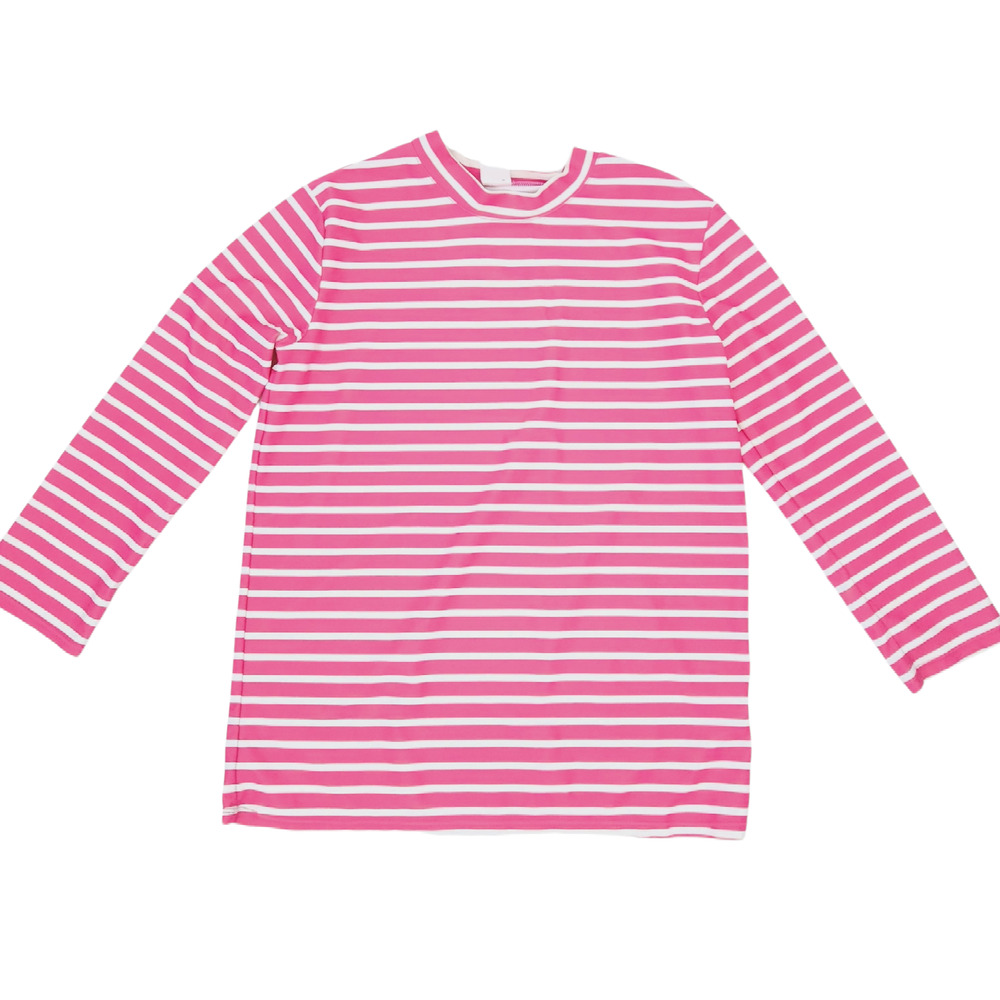 ELK American Classic Rashguard Girls Size 12 Pink White Stripe Long Sleeve Top